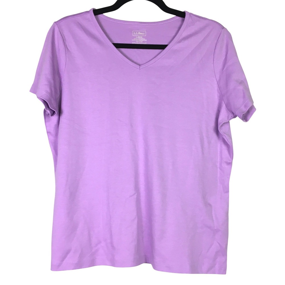 L.L. Bean Supima Cotton V-Neck Short Sleeve T-Shirt Large Purple